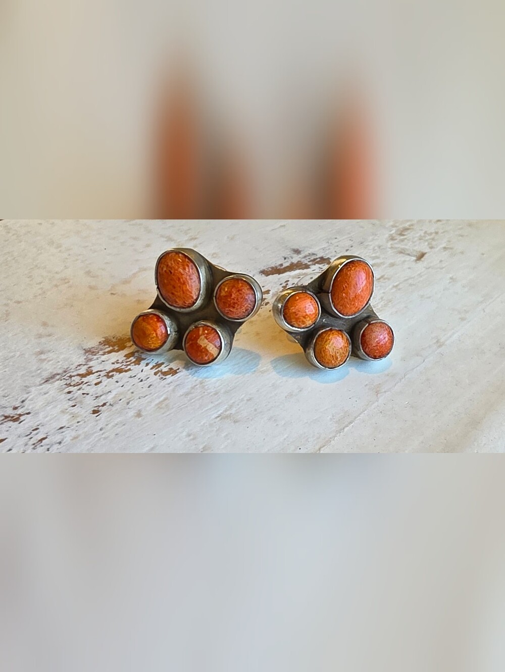 Handcrafted Spiny Oyster Cluster Stud Earrings - Sterling Silver
